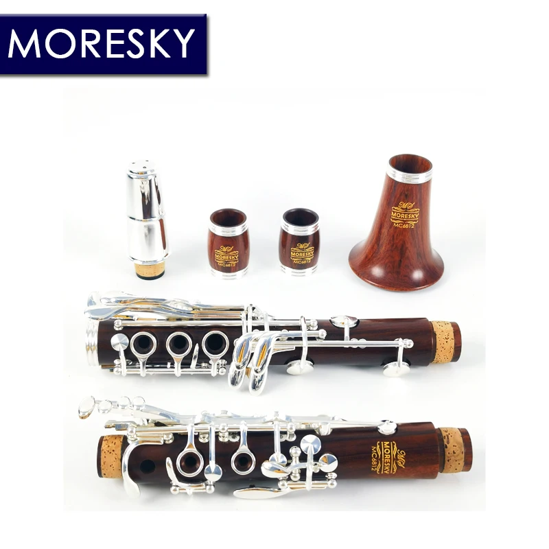 MORESKY Clarinet C Tune 18 Golden Keys Silver Plated Mopane