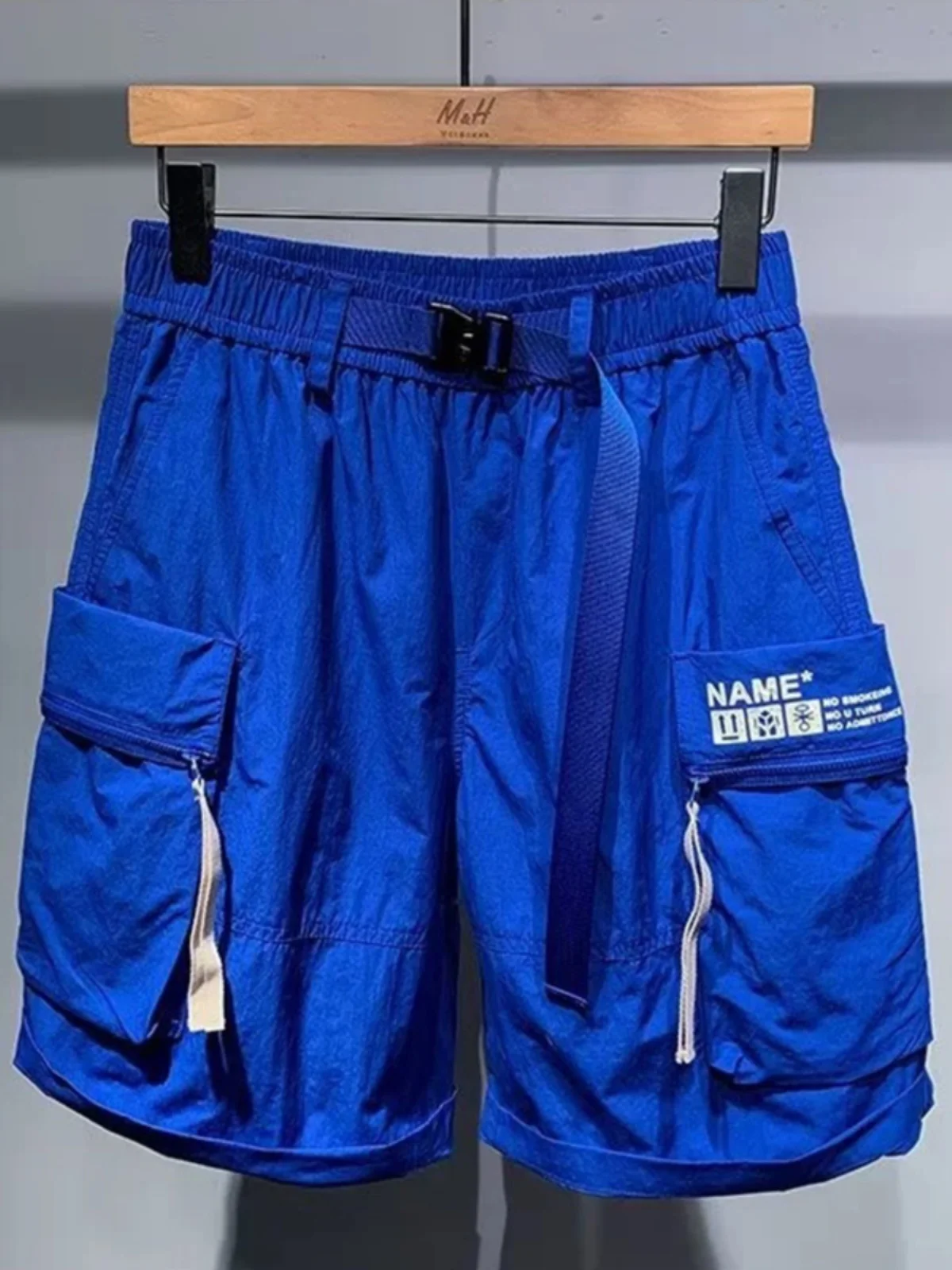 

Мужская рабочая одежда Qui Dry Ice Silk, летняя модная брендовая повседневная одежда длиной пять четвертей, дышащая, удобная, эластичная талия