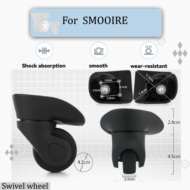 

For SMOOIRE W066 Series Wear-Resistant Luggage Wheel Replacement Ultra-Quiet Swivel Wheels Compatible with Mainstream Travel