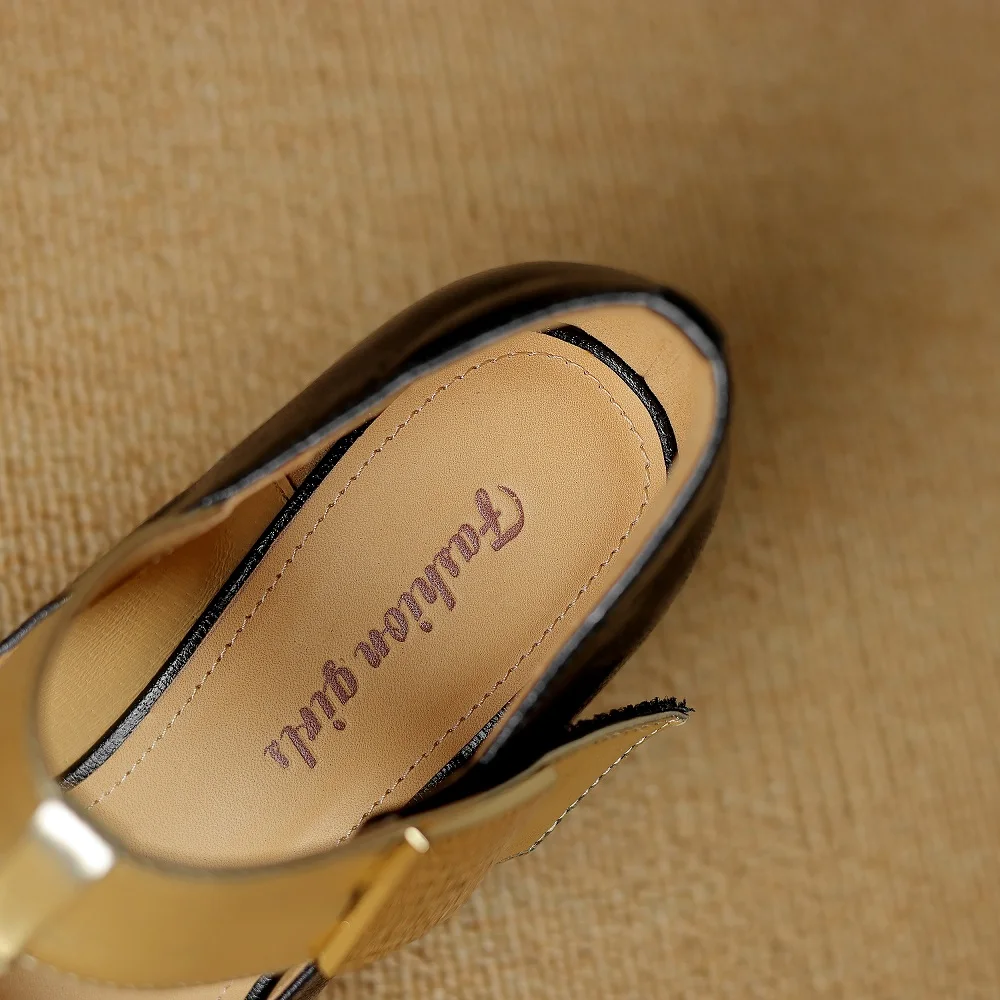 【JOCHEBED HU】New Fashion Women\'s Genuine Leather Pumps High Heels Pointed Toe T-strap Dress Party Female Shoes Size 33-40