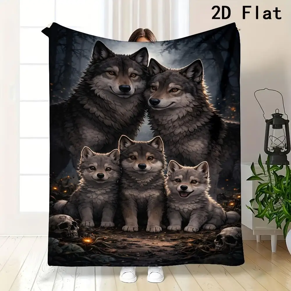 Majestic Wolf Pack Art Throw Blanket Cozy Woodland Animal Print Home Decor Luxury Sofa Bed Throw Gift