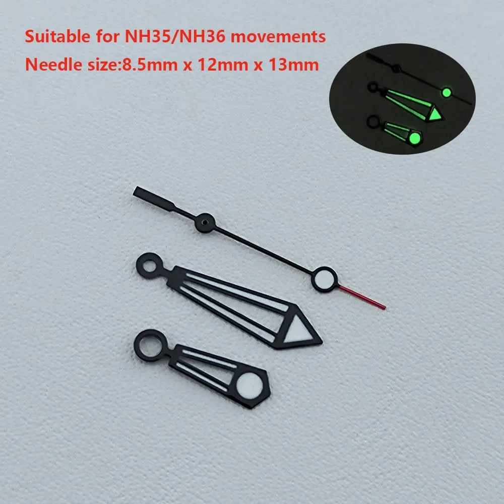 Watch Hands NH35/NH36 Hands Green Luminous Watch Pointers Needles mod Parts for Seamaster 300 Black Hands watch accessories