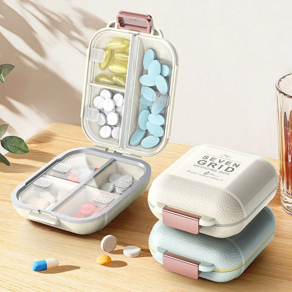 

Pretty Portable Small Pill Case 7 Compartment Sealing Weekly Pill Box Waterproof Flip Design Compact Medicine Holder Vitamins