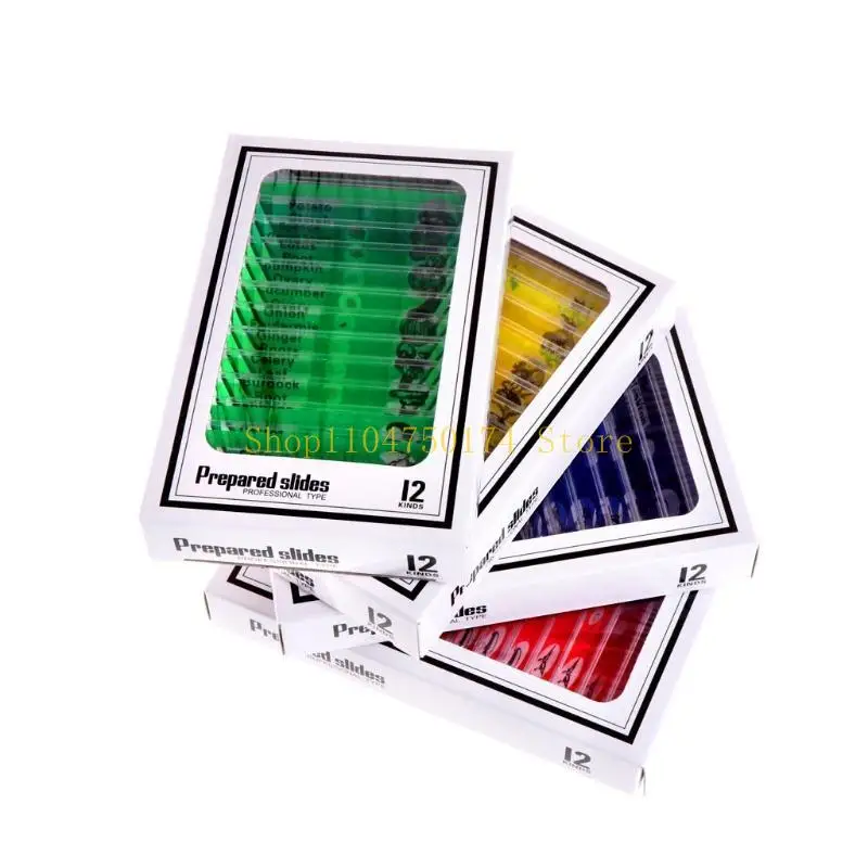 48 Kinds Plastic Prepared Microscope Slides of Animals Flowers Plants Sample Specimens Biological MicroscopePart Top Sale