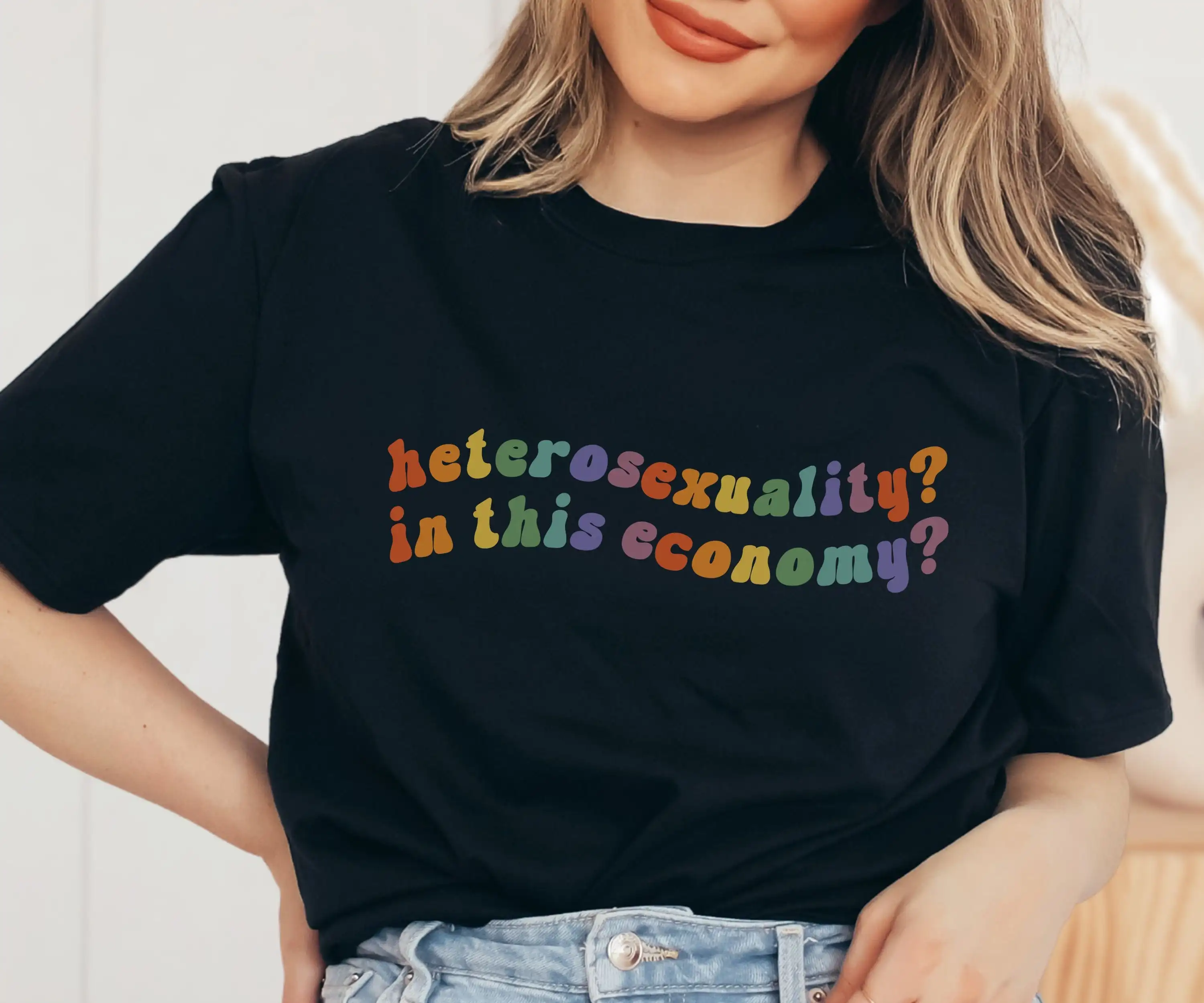 Heterosexuality In This Economy Queer Flag T Shirt Pride Month Lgbt Human Rainbow Christopher Street Day