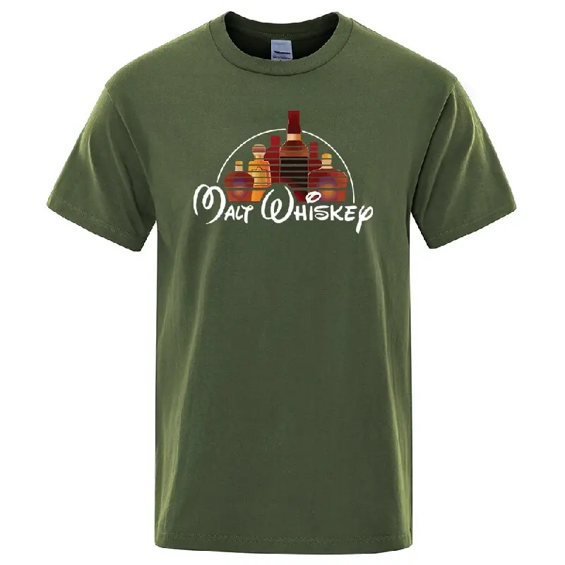 Summer Men T-shirt Cotton Blend Funny Malt Whiskey Print Summer Loose O-neck Cool T Shirt for Men Short Sleeve T-shirt Male Tee