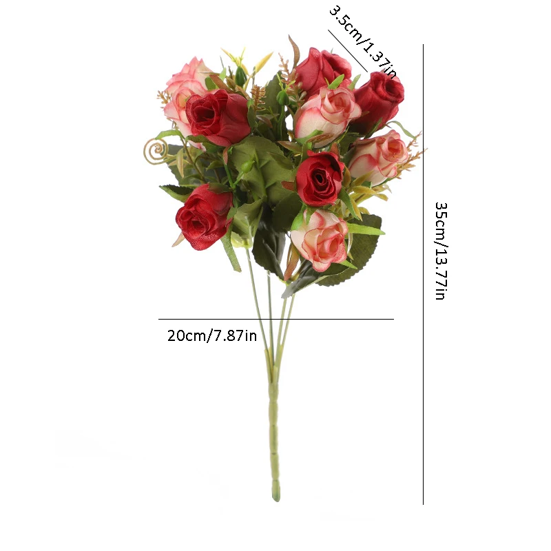 Multicolor Rose Artificial Flowers Bouquet 35cm Length 10 Heads Silk Fake Flowers for Wedding Ceremony Home Decor  Vase Bouquet