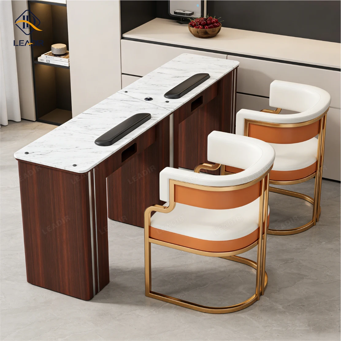 

Custom Beauty Salon Manicure Table Multi Storage Wooden Nail Table Desk for Salon