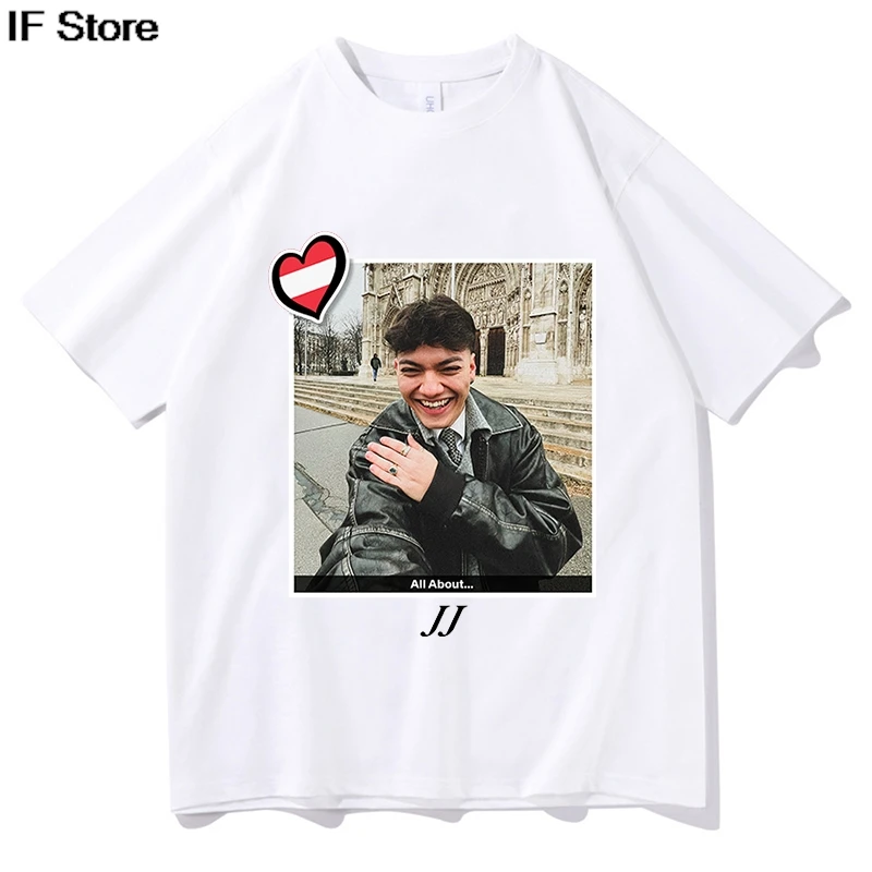 

JJ Wasted Love Eurovisions 2025 Austria Washed Футболка Хип-хоп Винтажная футболка Футболки для мужчин и женщин Летние топы с короткими рукавами