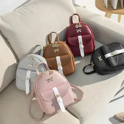 Fashion New Women Korean Style Mini Backpack PU Leather Small Backless Bag Multi-Functional Girls' Small School Backpack