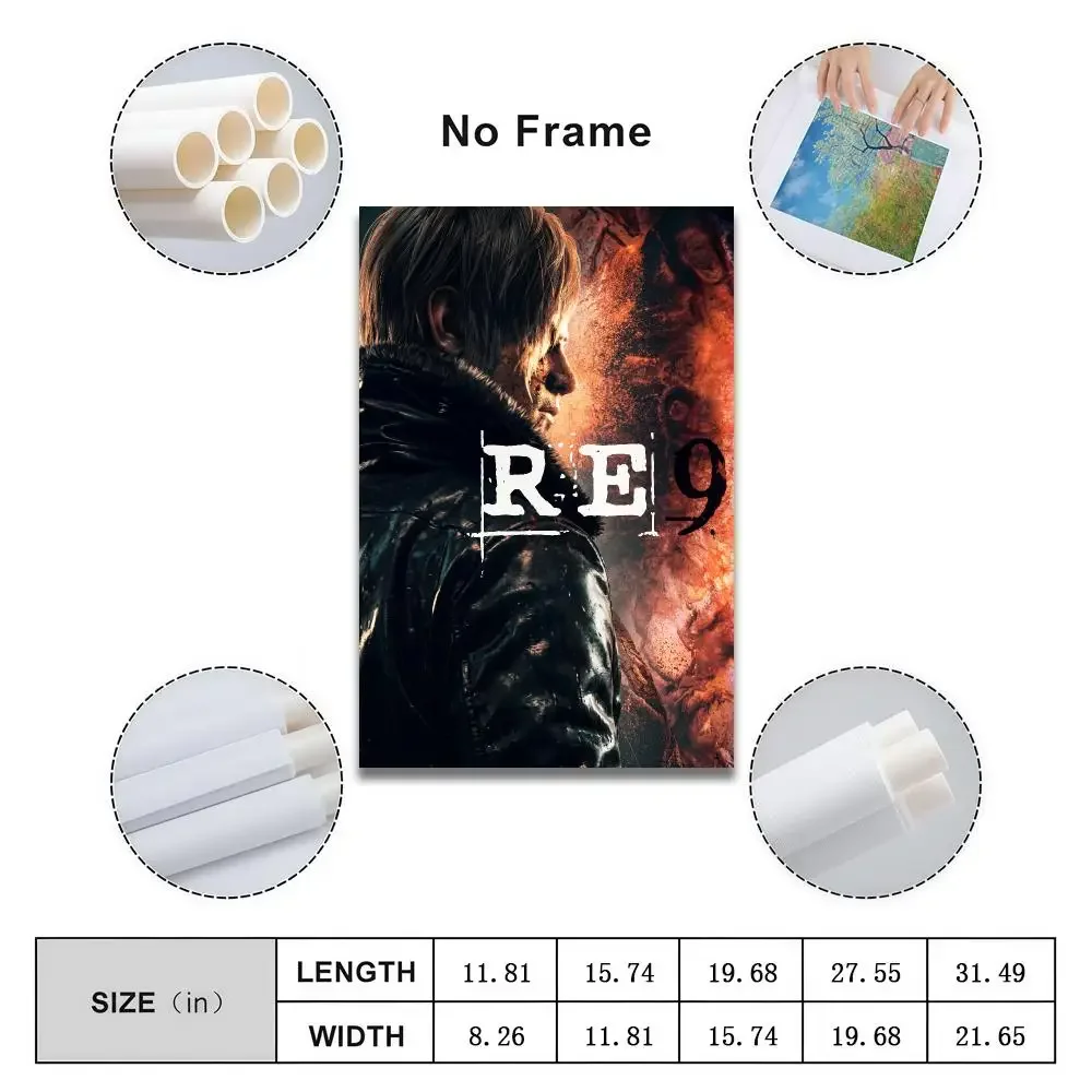 Poster Peelable Self-Adhesive Album Cover Poster Stickers, Frameless Wall Art for Singer Rap Bedroom R-Residents Evils 9 Requiem