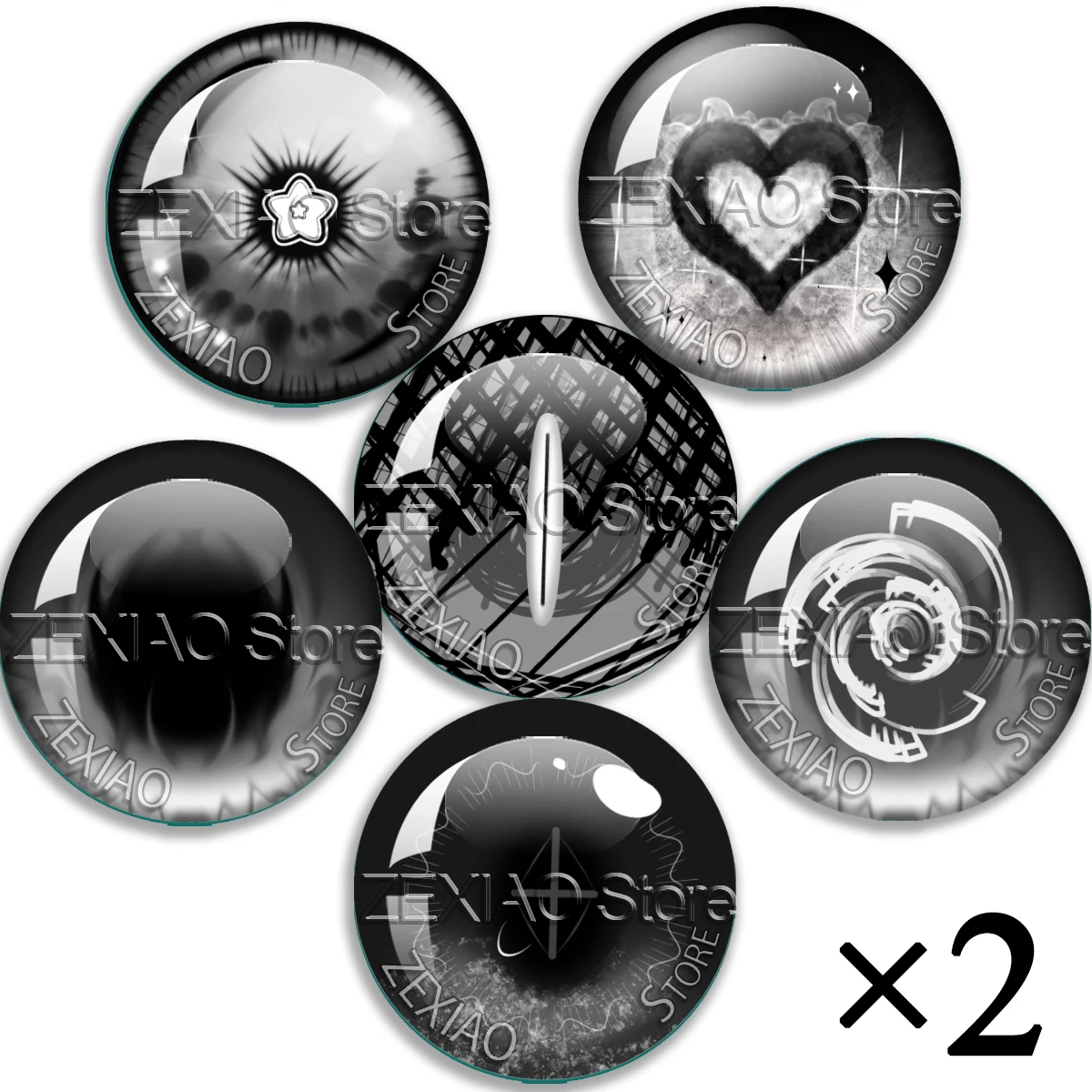 10MM-40MM Black Series Blythe Doll Pupil Eyes Chips Anime Glass Eye Jewelry Making Supplies Bulk Items Wholesale12pcs/Bag MS003
