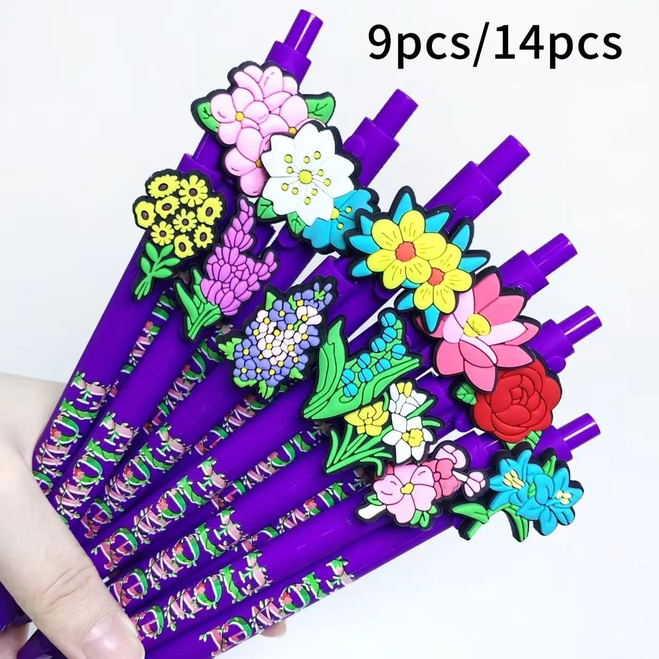 

9 шт./14 шт. креативные выдвижные шариковые ручки в форме цветка-весенние канцелярские принадлежности для студентов с цветочным элементом