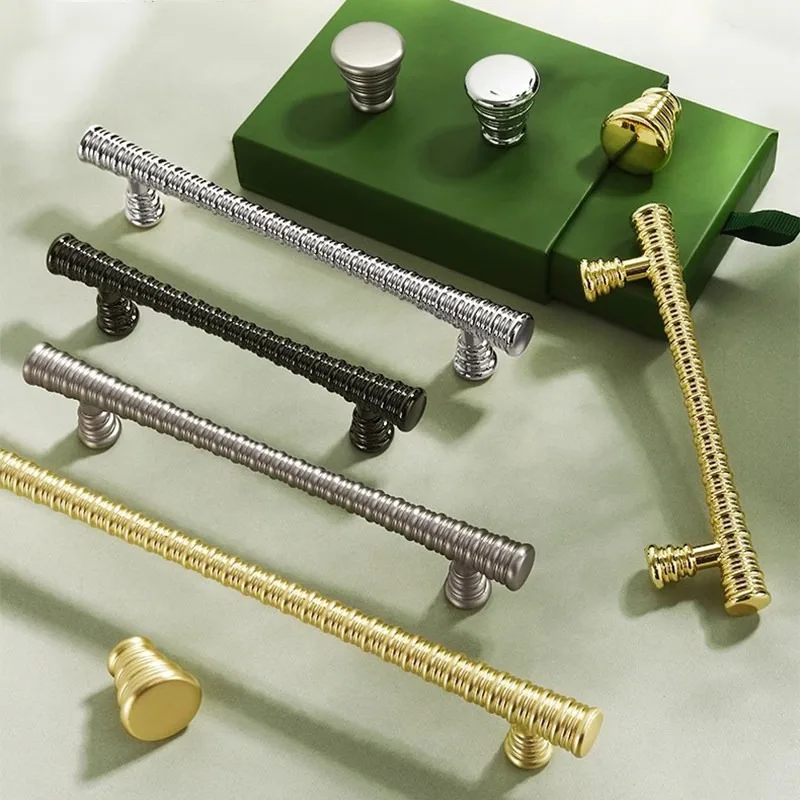 French Threaded Cabinet Door Handle, Modern Minimalist Style, High-end Personalized Drawer Cabinet, Wardrobe Door Cabinet Handle