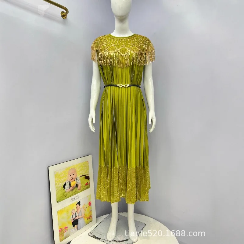 الأوروبي 2025 مياكي جديد وصول المرأة تنورة مستقيمة أنيقة هامش التعادل الخصر حجم كبير المرأة تمتد الفاخرة فساتين لحضور الحفلات الموسيقية #2