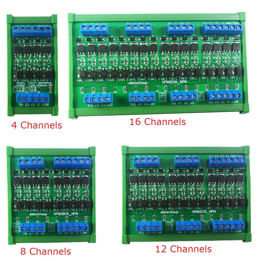 4 - 16CH 3.3V 5V 12V 24V PNP - NPN Digital Logic Converter 5A MOS Solid State Relay PLC Signal Amplifier for Motor Relay Board