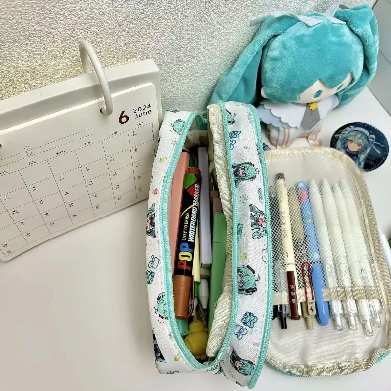 Schüler Cartoon Niedliches Federmäppchen Kawaii Schreibwaren-Aufbewahrungstasche Hatsune Miku Anime Stiftetui Zubehör Schulbedarf Geschenke