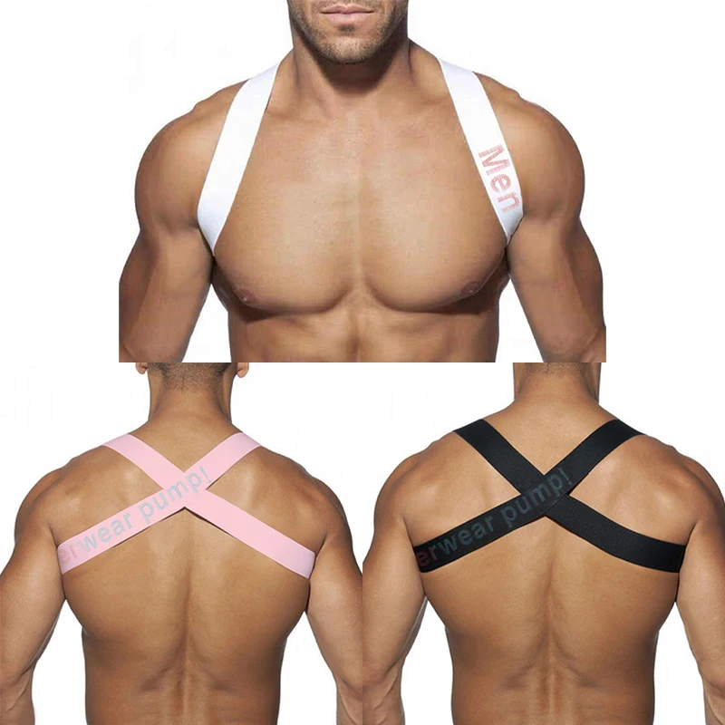 

Мужской однотонный плечевой ремень с крестообразным мужским эластичным плотным ремнем для фитнеса и спорта на спине