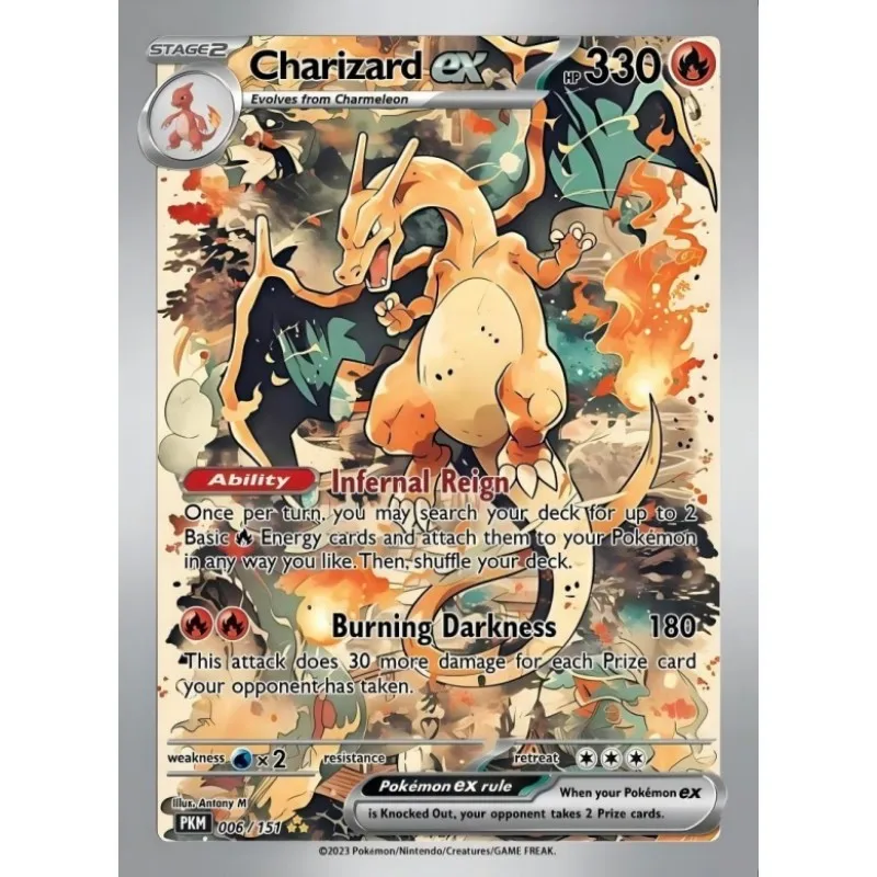 

DIY Pokemon Charizard ex 006/151 Holographic Texture English Version Premium Anime Collection Card Perfect Condition