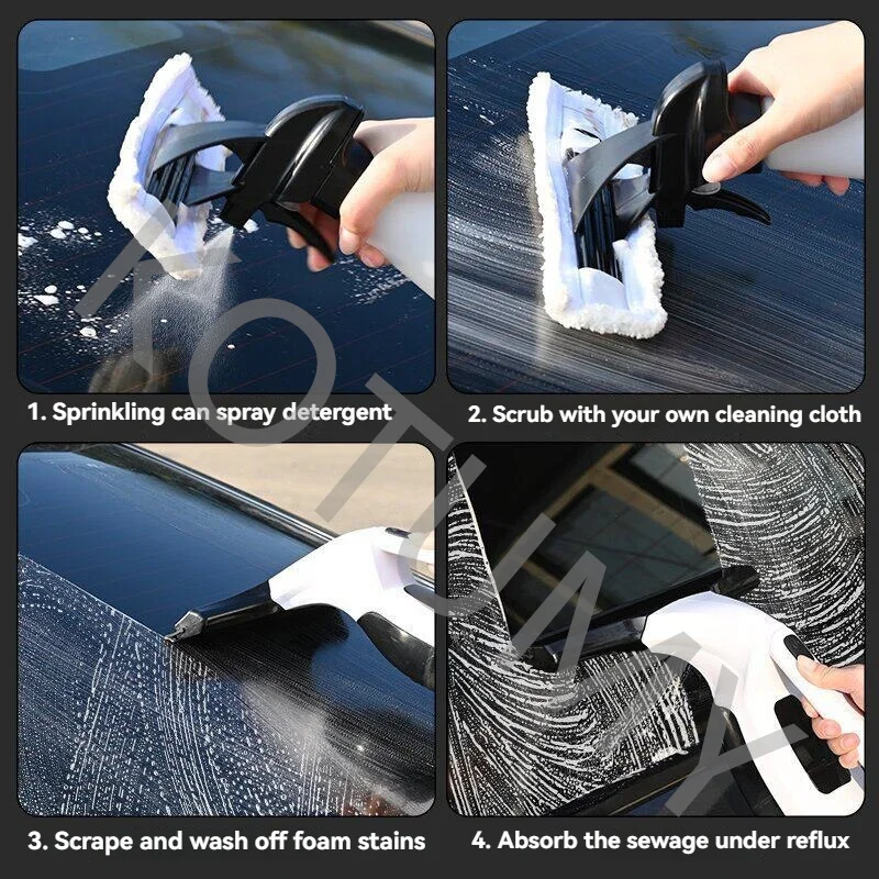 

White cordless rechargeable automatic portable glass cleaning tool for windows, tiles, glass, mirrors