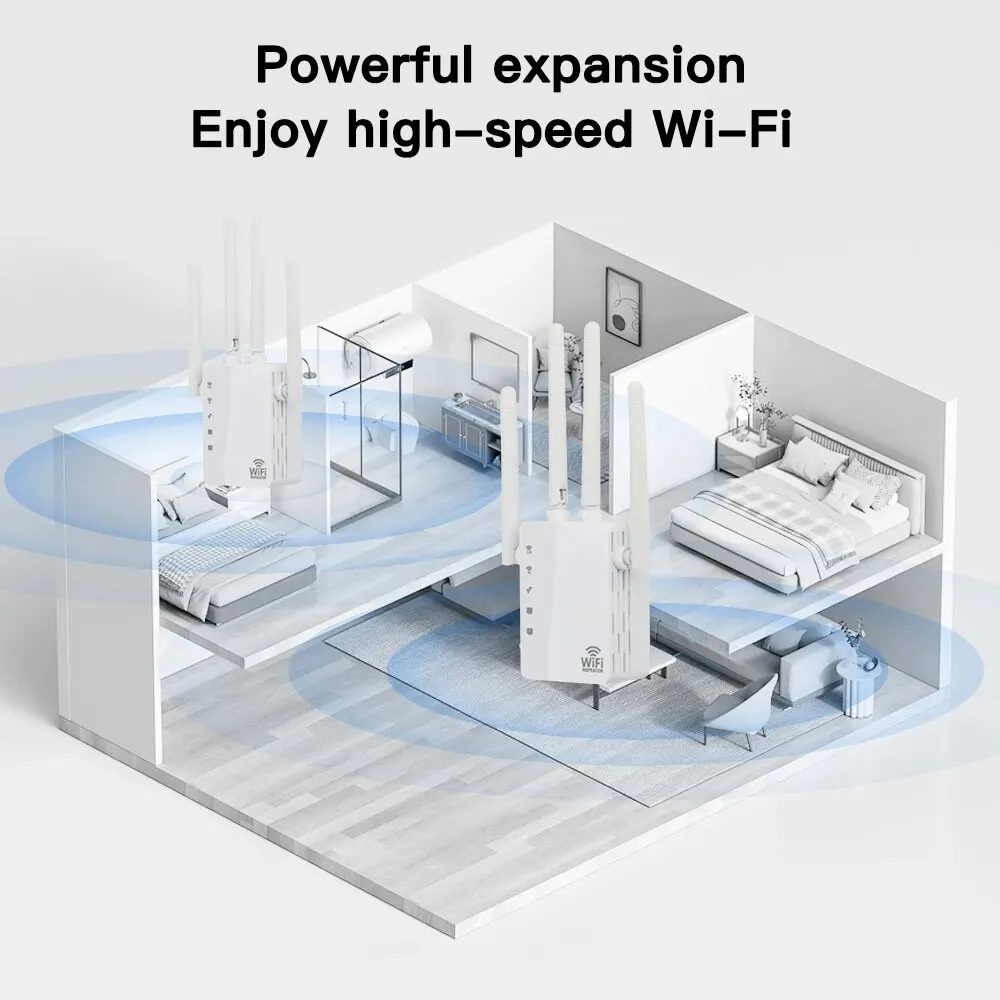 FENVI 1200Mbps Wireless WiFi Repeater Dual-Band 2.4G/5Ghz Wi-Fi Extender Booster Network Amplifier Long Range Signal WiFi Router