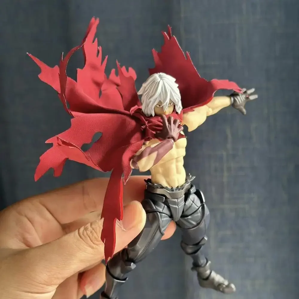 1/12 Scale Japanese Anime Boy Tomura Shigaraki Figurine Red Ripped Cloak Hooded Clothes Accessory for 6