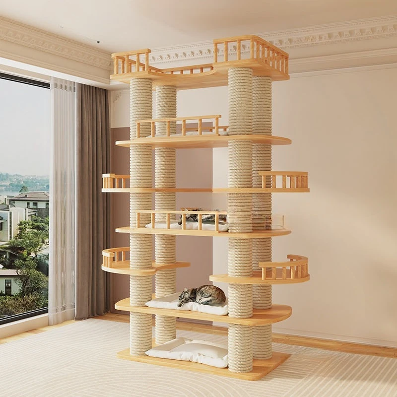 

Cat climbing frame Solid wood big litter tree integrated does not occupy Maine multi climbing frame Home