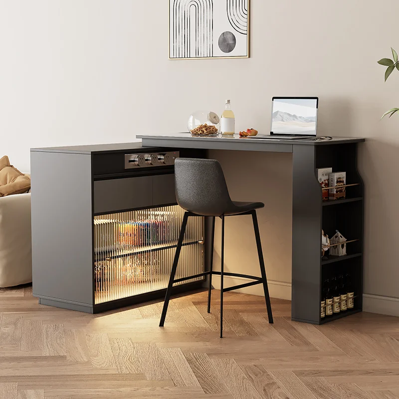 

rock slab bar table, living room partition cabinet integrated household small apartment retractable mobile with din