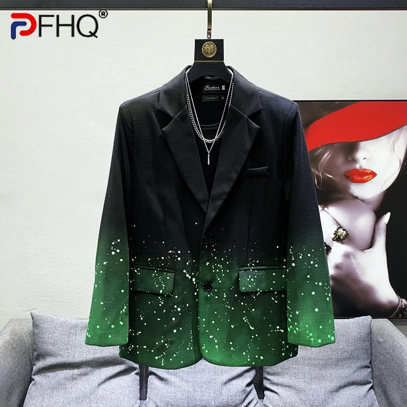 

PFHQ Men Handsome Elegant Original High Quality Design Advanced Gradient Splashed Suit Coat Painting Stylish 2024 Blazer Jacket