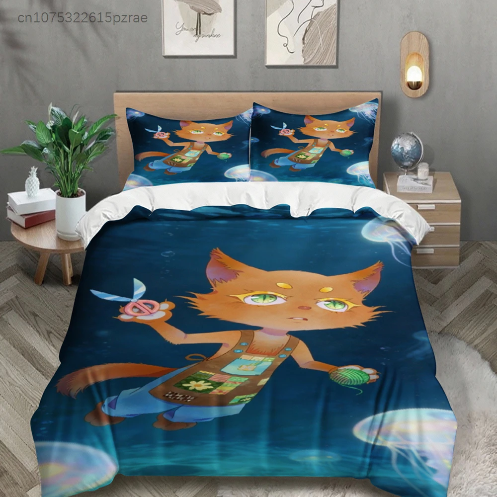 Blue Bedding Set Softville Cozy Town Cute Fern The Quilt Fox With Duvet Cover & Pillowcase For Children's Bedroom Decor