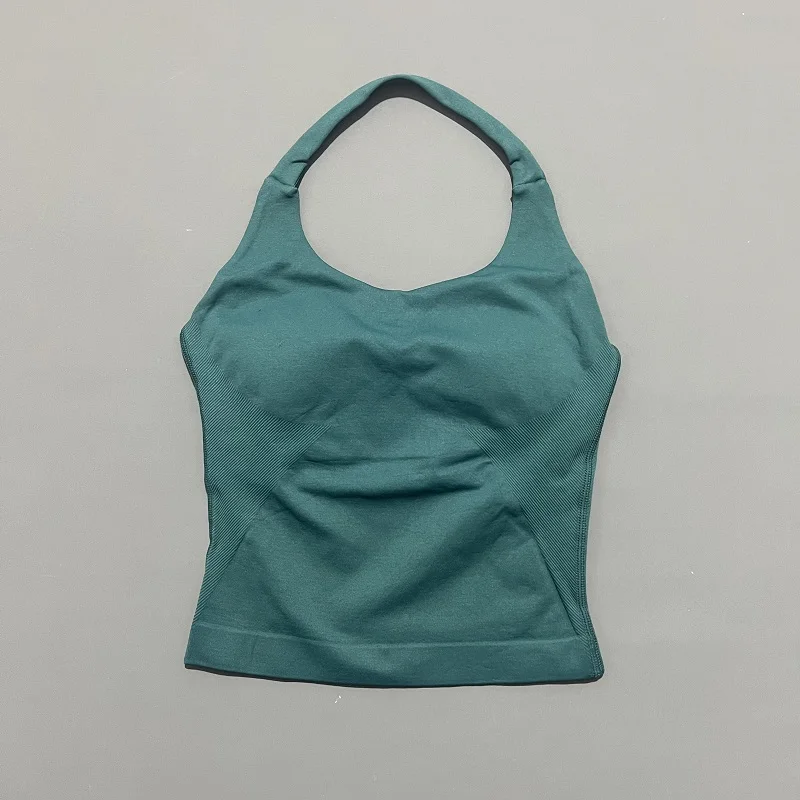 Gym Sport Top Dames Naadloze Yoga Tank Longline Strappy Top Open Rug Bh Sportkleding Gymkleding Hardlopen Workout Halter