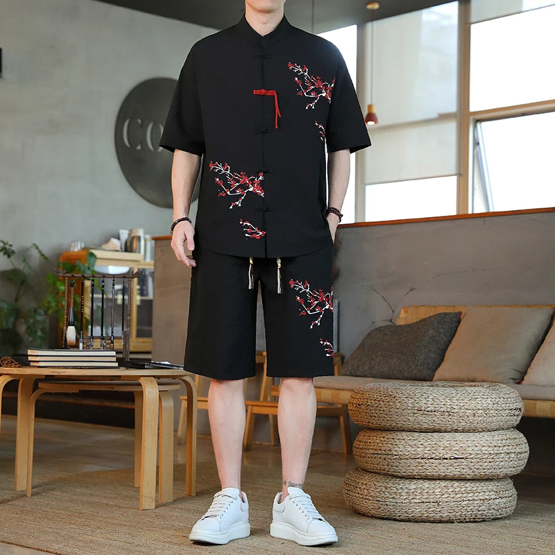 

men's fashion shorts and shirts Summer new style printing sportswear Men's suit (Shirt+shorts )Men's casual sets Spring Men