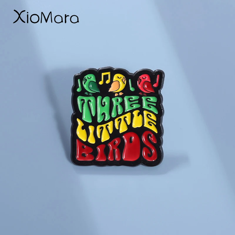 THREE LITTLE BIRDS Enamel Pins Custom The Nightingale Sings Brooches Lapel Badges Cartoon Animal Jewelry Gift for Kids Friends