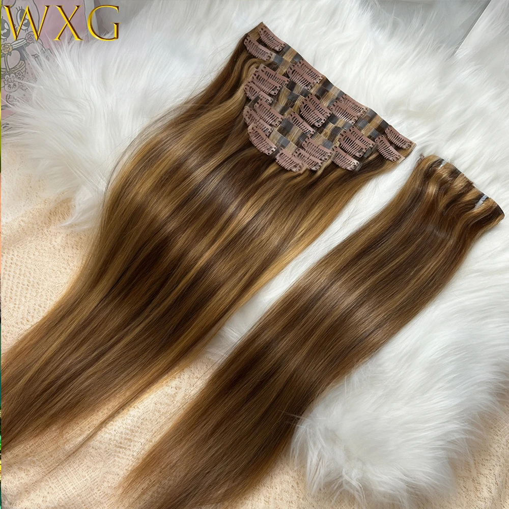 

9Pcs Highlight Ombre Clip Ins Human Hair Extensions 100% Remy Real Hair 120G/Set Straight Raw Clip In Human Hair Hair Extensions