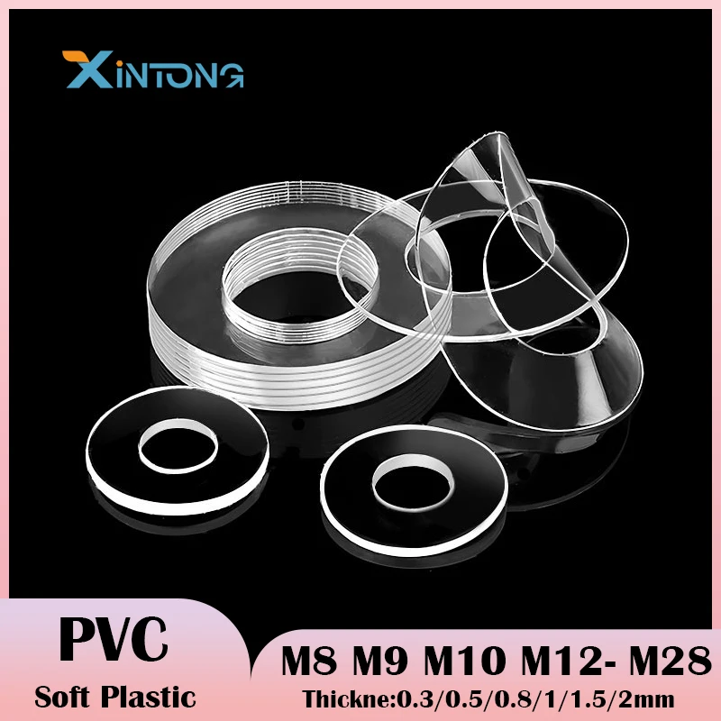 M8 M9 M10 M12 M16 M16.5 ~ M28.4 Soft Plastic PVC Transparent Insulating Plain Gasket Ring Spacer Flat Washer Thickn 0.3mm-2mm