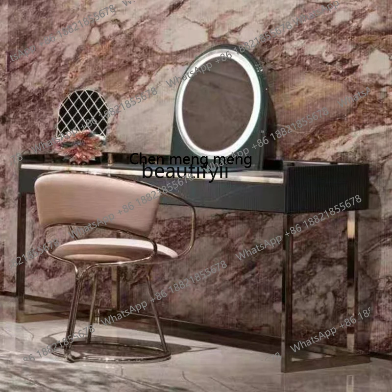 X  Italian Mild Luxury Marble Dressing Table Home Bedroom Modern Minimalist Makeup Table