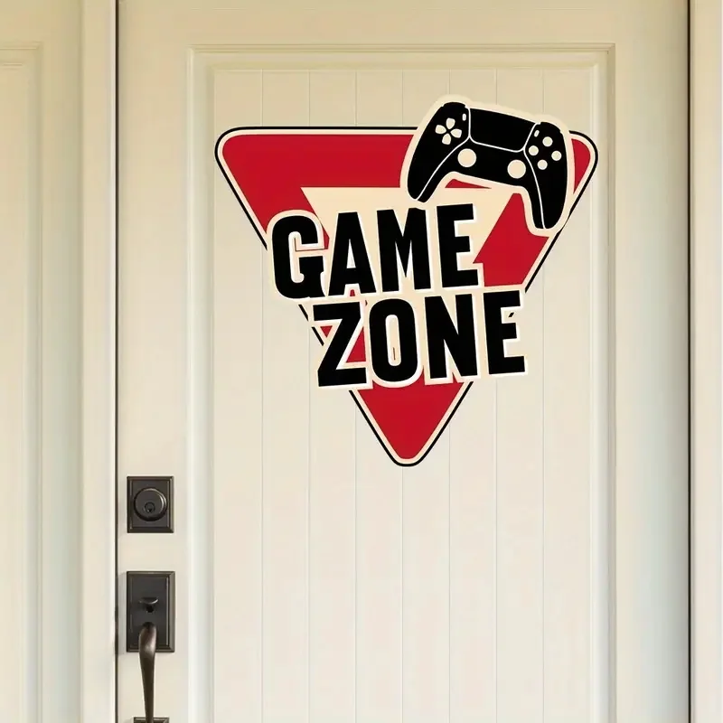 GAMEZONE Text Door Decal-PVC, Suitable for Game Room Doors, Glass and Walls, Easy to Bond, Modern Style, Irregular Shape