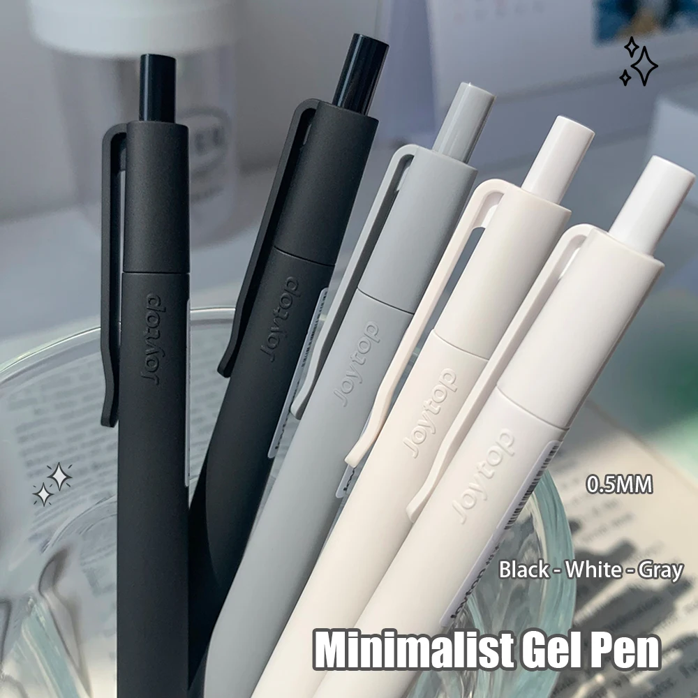 

5 минималистичных гелевых ручек, 0,5 мм, быстросохнущие ручки в стиле ваби-саби, модные классические черные ручки