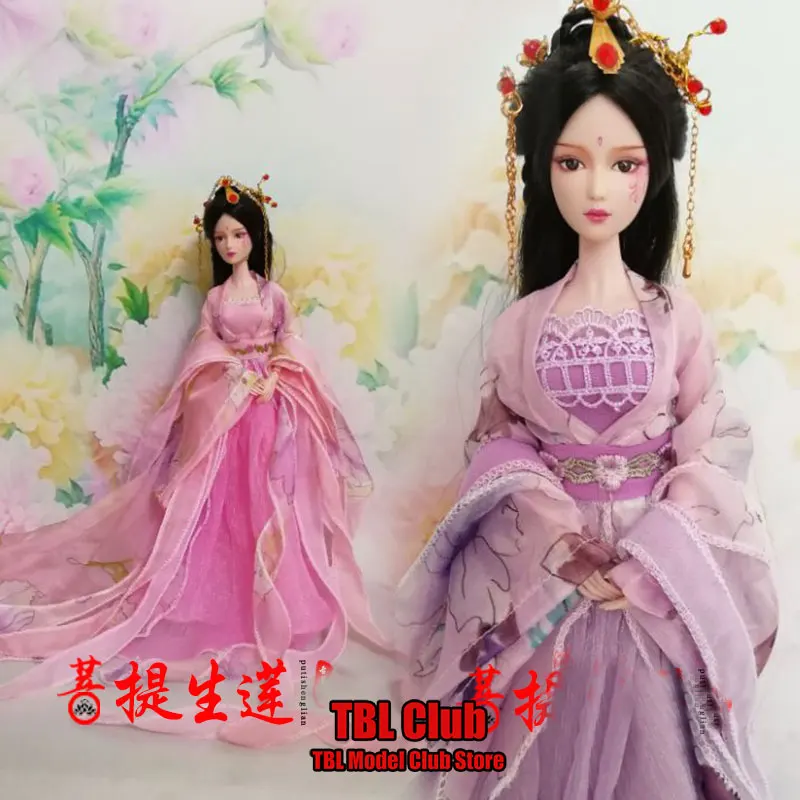 

In Stock 1/6 Scale Female Soldier Lace Print Traditional Clothes Vintage Princess Hanfu For 12inch Action Figure Soldier Doll