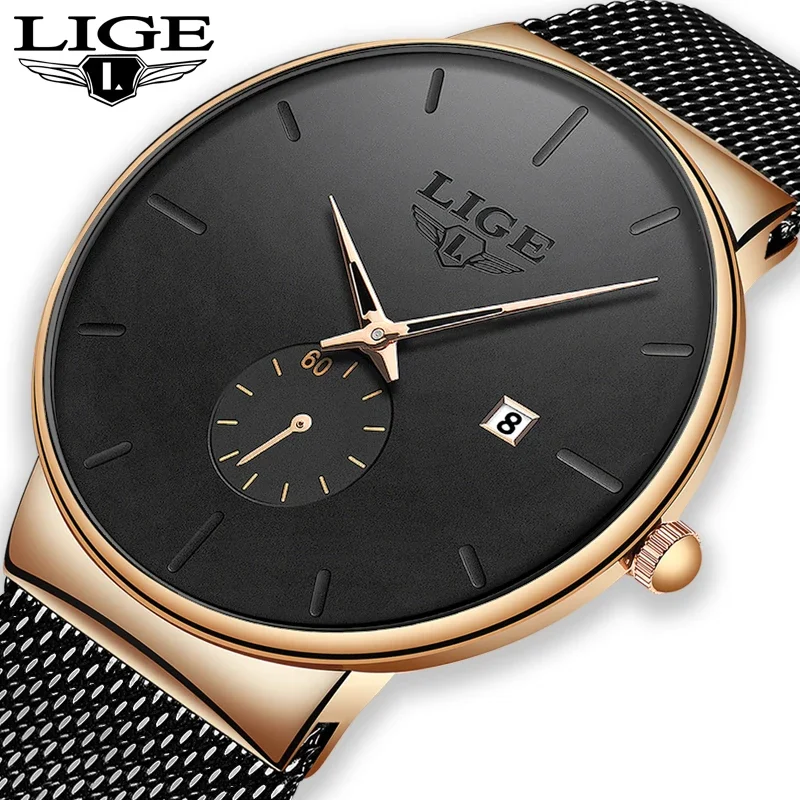 LIGE New Fashion Casual Quartz Ladies Watch Top Brand Luxury Watches for Women Ultra Thin Waterproof Business Gift Auto Calendar