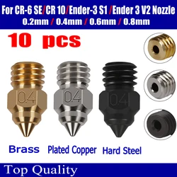 MK8 Nozzles For CR 6 SE Nozzle CR5 Pro Ender 3 S1 pro CR10 V2 Ender5 cr6 se Nozzle 0.2 0.4 0.6mm Brass Copper Plated Hard Steel