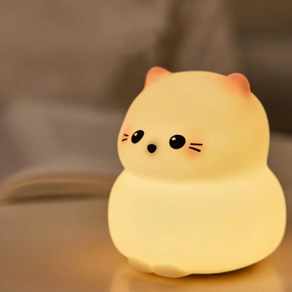 Silicone Cat Night Light para decoração do quarto, Carregamento USB, Creative Desk Lamp, Luz de cabeceira dos desenhos animados, Proteção para os olhos, Bonito