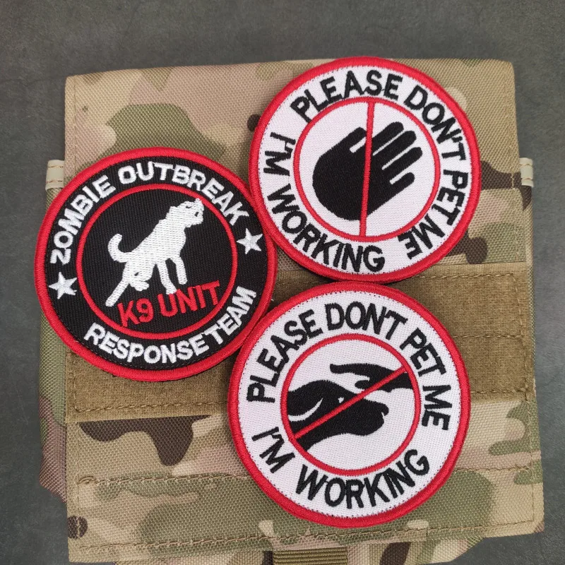 Embroidery Patches for Dogs Tactical Round Badges Please Don't Pet Me I'm Working K9 UNIT Zombie Outbreak Response Team Service