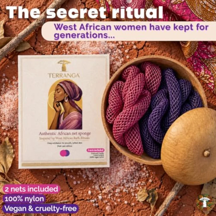 Authentic African Net Sponge and Loofah, Sapo - Exfoliating Bath Sponge, Body and Back Scrubber for Women and Men, Skin Smoothe view 2