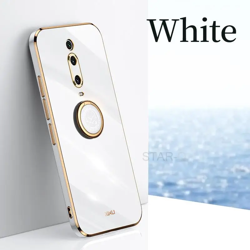 Plating Ring Holder Phone Case On For Xiaomi Redmi K20 Mi 9T Pro Mi9T 9TPRO Luxury Bumper Soft Silicone Stand Cover