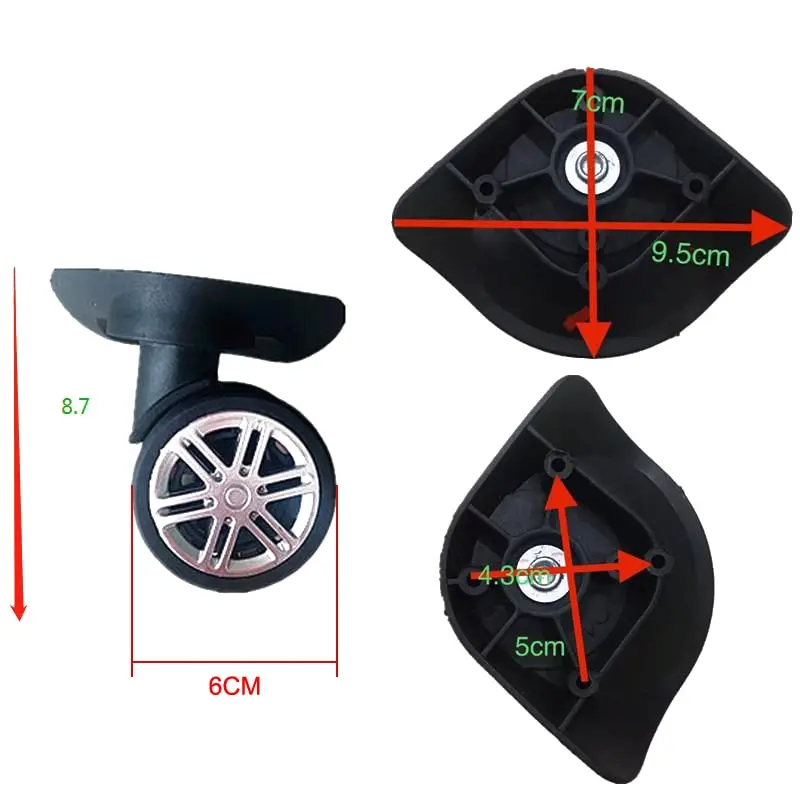 2Pairs Luggage Wheels Repalcement Trolley Case Pulley Accessories Suitcase 360 Degree Swivel Wheels Caster for Luggage Repair