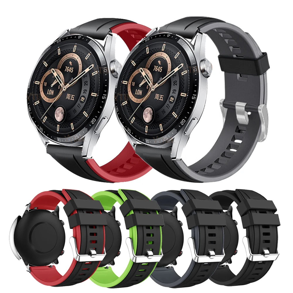 Para huawei relógio 3/watch3 pro cinta 20mm 22mm pulseira de silicone para huawei gt 3 2 gt3 gt2 pro/honra magia 1 2 42 46mm