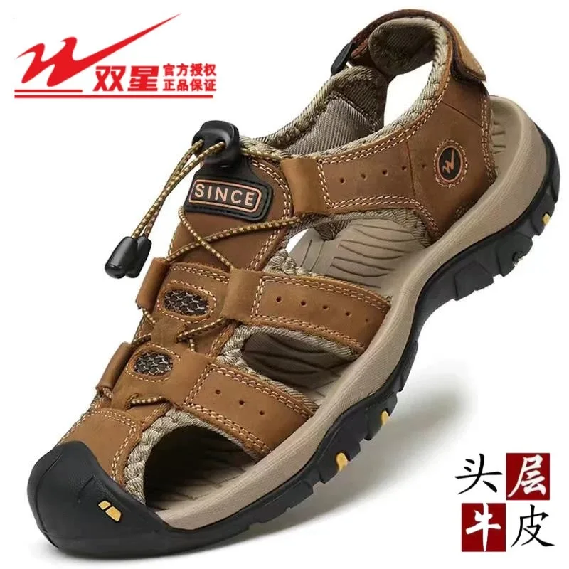 

2024 Summer Men Sandals Genuine Leather Mens Casual Shoes Outdoor Men Leather Sandals for Men Beach Shoes Roman Shoes