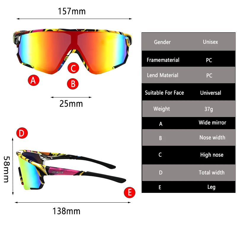 Cycling Glasses Women Men UV400 Mirror Sports Sunglasses Wraparound Biking Goggles Running Hiking Golf Fishing Driving with Box