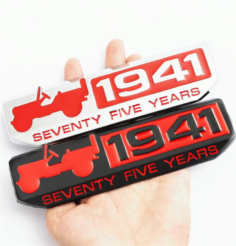 Metal 1941 Seventy Five Years Badge Rear Trunk Emblem Car Front Hood Sticker Logo For  Grand Cherokee Wrangler Liberty Compass